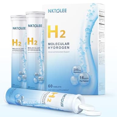 Hydrogen Water Tablets - 16 PPM Molecular Hydrogen Tablet - 200mg Magnesium - Fast Dissolving Hydrogen Tablets for Drinking Water - Antioxidant Support, Cellular Health & Recovery - 60 Count