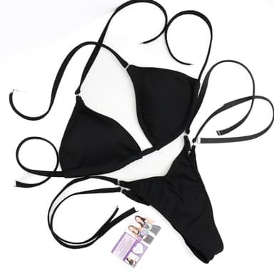 Angel Competition Bikinis IFBB/NPC Bikini for Posing Practice - Black Bikini Set with Adjustable Pro Cut for a Flawless Fit & Confidence – Flattering & Comfortable Bodybuilding Competition Suit