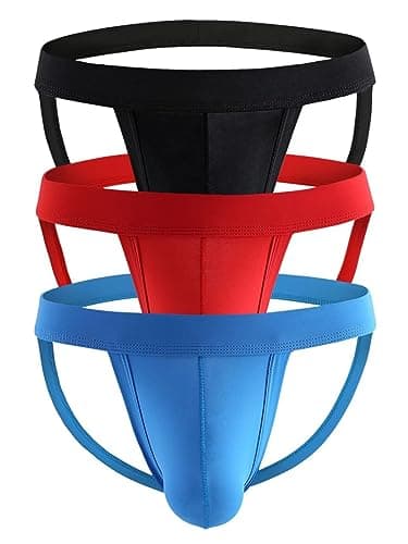 Pdbokew Men's Athletic Supporter Gym Jockstrap Underwear 3Pack M