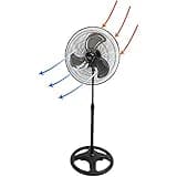 Vie Air 18 Inch Industrial Heavy Duty Pedestal Oscillating Metal Stand Fan, Black