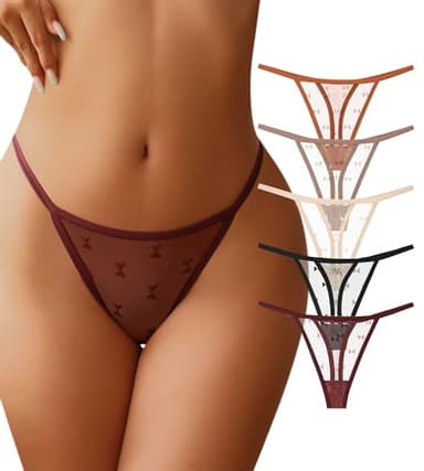 J-pone Lace Thongs for Women G-String Thongs T-back Sexy Low Waist Thong Seamless Underwear Breathable Cheeky Underwear Panties Multipack-M