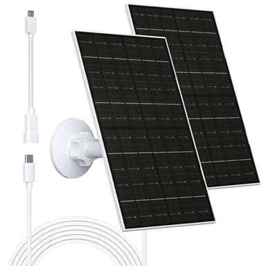Zivif 7W Solar Panel for Security Camera, Compatible with Eufycam 2C/2C Pro/2/2 Pro/E20/E40/E, Solar Panel Charger with USB-C Port, with Micro USB Connector (2 Pack)