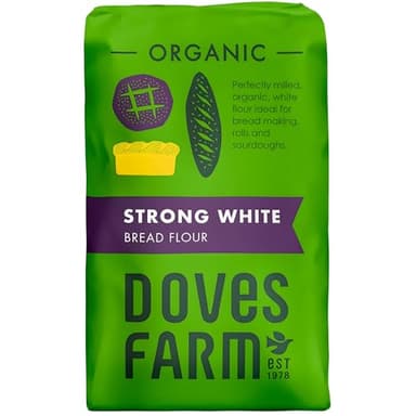 Doves Farm Organic Strong White Bread Flour 3.3 lb (1.5 kg) - High Protein British Baking Flour for Bread, Rolls and Sourdoughs | Kosher Certified & Vegan Friendly | Authentic UK Import