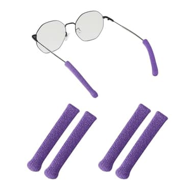 Upgrade Soft Knitting Cotton Glasses Ear Cushion, Eyeglasses Temple Tips Sleeve Retainer, Anti-Slip Elastic Eyeglasses Ear Grips for Glasses Sunglasses- Eye glasses Ear Cushions (2pairs Purple)