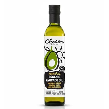 Chosen Foods Organic Avocado Oil, 16.9 Fl Oz - All Purpose Cooking Oil made from 100% Pure Avocados - Non-GMO, Gluten-Free, Keto Friendly, Glyphosate Free - 500mL (Pack Of 1)