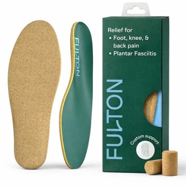 Fulton Custom Molding Cork Shoe Inserts for Men/Women - Pain Relief Orthotic Insoles for All Day Comfort w/Plantar Fasciitis Arch Support Inserts Flat Feet to High Arch (Women, 7.5-8)