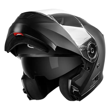 YEMA Modular Motorcycle Helmets, DOT Approved Full Face Motorcycle Helmet with with Flip Up Dual Visor for Men & Women - Street Scooter ATV E-Bike - YM-926 Black
