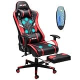 7-Point Massage Gaming Chair, 175° Gaming Recliner with Footrest Ergonomic Computer Gaming Office Chair High Back Video Game Chair with Lumbar Support, Red