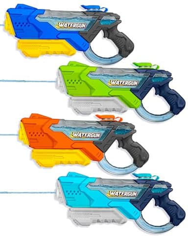 Doviden 4 Pack Water Guns for Kids and Adult, Long Range 600ML Water Squirter, Colorful Super Blaster Soaker with Clear Visible Water Tank, Swimming Pool Summer Beach Outdoor Fighting Toys