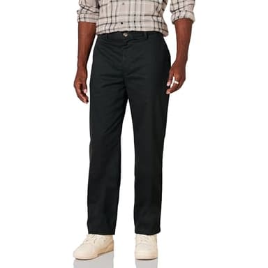 Amazon Essentials Men's Classic-Fit Wrinkle-Resistant Flat-Front Stretch Chino Pant, Black, 38W x 32L