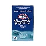 Clorox Fraganzia Dryer Sheets in Ocean Scent, 105 Count | Wrinkle-Reducing Fabric Softener Sheets | Best Laundry Dryer Sheets with Long-Lasting Ocean Scent