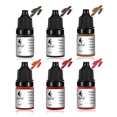 Tattoo Ink Permanent Eyebrow Make up Pigement for Eyebrows Eyeliner Lips Microblading Supplies for Eyebrow Machine Pigment Set for Professional Beauty Supplies (6 Colors)