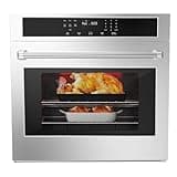 GustoWave 30 Inch Wall Oven Single Wall Ovens, 4.8 Cu. Ft. Electric Built-In Convection Oven, 3800W Broil Bake Roast Function Range, Touch Control, LED Display, Timer, Safety Lock