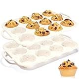 CAKETIME Silicone Muffin Pan, Metal Reinforced Frame Regular Size 2.8 Inch Cupcake Pans Nonstick 12 Cups for Baking Homemade Muffins, Cupcakes, Egg Bites 2 Pack Dishwasher Safe BPA Free