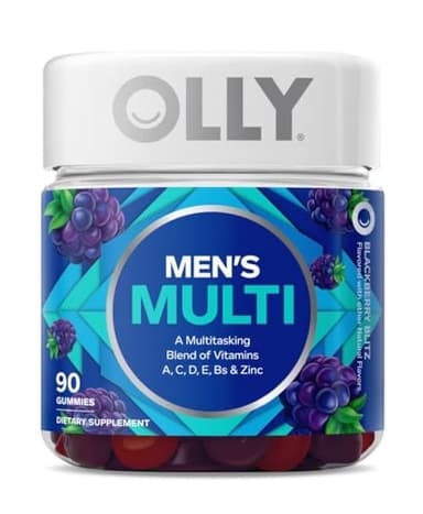 OLLY Laser Focus Gummy, Ginseng, Alpha GPC, B Vitamins, 36 Count & Men's Multivitamin Gummy, Vitamins A C D E B, Zinc, 90 Count