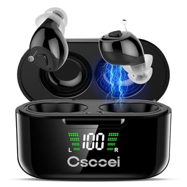 Premium 32-Channel Digital OTC Hearing Aids for Seniors & Adults - Invisible In-Ear Sound Amplifier with Rechargeable Charging Case,Noise Cancelling,for Mild to Moderate Hearing Loss,Auto On/Off