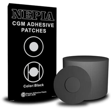 Nepia 30 Pcs Black CGM Sensor Patches | Waterproof Adhesive for Dexcom G7/Libre1 2 3/Enlite | 14 Days Long-Lasting Protection | Sweatproof Sensor Covers with Comfortable Fit for Active Lifestyle