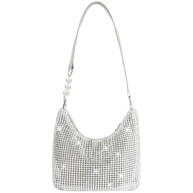 OSDUE Evening Bag Clutch Purses for Women Silver Purse Sparkling Wedding Party Purse for women