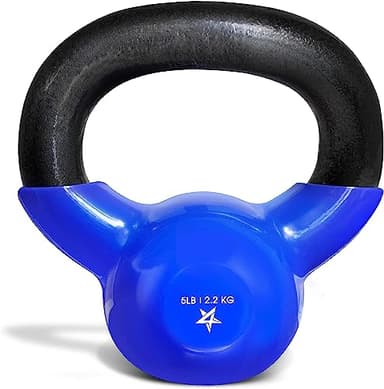 Yes4All Kettlebell, 5 lb Vinyl Coated Cast Iron Strength Training Kettlebells for Home Gym Exercises, Heavy Weights Gym, Fitness, Full Body Workout Equipment, Push up, Grip, Strength Training - Blue