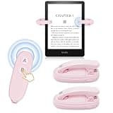 [2 Clips] Page Turner for Kindle Paperwhite E-Readers, Rechargeable Remote Control Page Turner for Kindle Reading Novels/Comic Books, Wireless Kindle Clicker Page Turner, Phone Camera Triggers (Pink)