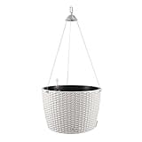 Lechuza 15307 Nido Cottage 35 Self-Watering Planter for Indoor and Outdoor Use, 13.5" x 9", Light Grey, Wicker Finish
