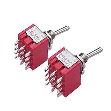 mxuteuk 2pcs MTS-402 12 Terminal 2 Position 4PDT Mini Miniature Toggle Switch Car Dash Dashboard ON/ON 5A 125V 2A 250V