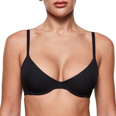 INLYRIC Women's Inbarely Plus Balconette Bra - Lightly Padded Underwire Sexy Tshirt Demi Bras Supportive Black - Size Up One Cup 32D