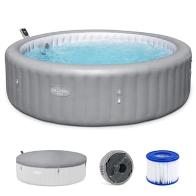 Bestway SaluSpa Hawaii 6 to 8 Person Inflatable Hot Tub, Round Energy-Efficient Portable Outdoor Spa with 190 AirJets, 93" x 28"