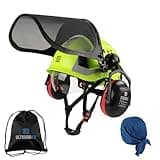 UM ULTRAMAXX 5 in 1 Forestry Safety Helmet with Mesh Face Shield, Built-in Visor, and Ear Muffs Kit, Vented Chainsaw Arborist Helmet for Logging, and Garden Work, Green