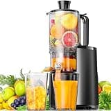 Cold Press Juicer, EUHOMY 5.5" Extra Large Feed Chute Slow Masticating Juicer, 250W Juicer Machines, 99.6% High Juice Yield, Easy to clean, Reverse Function, for Whole Vegetables & Fruits. Black