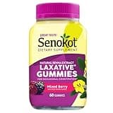Senokot Dietary Supplement Laxative Gummies, Natural Senna Extract, Gentle, Overnight Relief from Occasional Constipation, Mixed Berry Flavor, 60 Count.