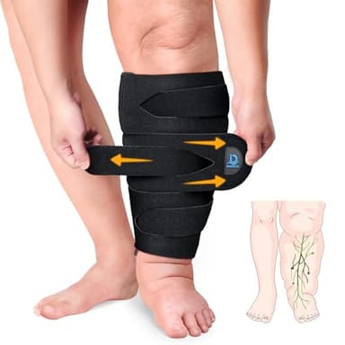 iDonua® Calf Lymphedema Compression Wrap Adjustable For Big Swollen Lower Leg - with 6 Cross Straps‌ (Regular-L)
