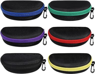 ZONLY 6 Pack Sunglasses Case Portable Travel Zipper Eyeglasses Case With Hook
