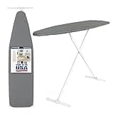 Ironing Board Full Size; Made in USA by Seymour Home Products (Solid Grey) Bundle Includes Cover + Pad | Iron Board w/Steel T-Legs Adjustable Tabletop up to 35" High; Perforated Top for Steam Flow