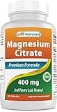 Best Naturals Magnesium Citrate (Citrato de Magnesio) 400mg 250 Tablets (400 mg of Elemental Magnesium per 2 Tablets) (1)