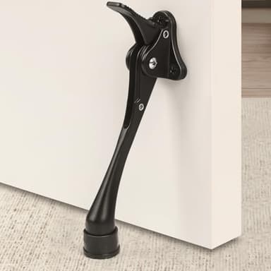 6 Inch Black Kick Down Door Stoppers for Bottom of Door, Heavy Duty Kickdown Door Stop, One Touch Kick Down Door Stoppers 1 Pack