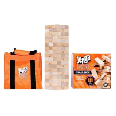 Jenga Giant Challenge, Stacking Game with Tournament Chart & Travel Bag, Party Game for Kids & Adults, Stacks to 3 Feet