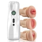 Automatic Male Masturbator, Three Removable Sleeves with 4 Powerful Sucking &9 Vibrating Modes, Soft Fleshy Masturbating Stroke, Stroker Deep Throat Oral Adult Sex Toys for Men