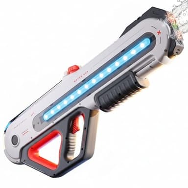 High-Tech Electric Water Gun, 24" Large Automatic Rapid-Fire Water Blaster with LED Display, Dual Nozzles, Manual Pump Boost, Rechargeable Battery, 45 FT Range