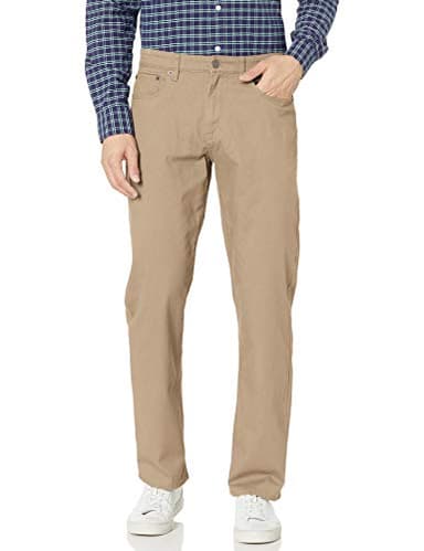 Amazon Essentials Men's Pants, Relaxed-Fit, 5-Pockets, Stretch Twill, Khaki Brown, 32W x 32L