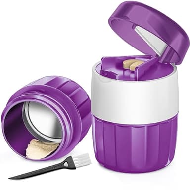 DUBSTAR 3-in-1 Pill Crusher Pill Grinder, Pill Crusher Fine Powder with Brush, Pill Crushers for Elderly with Pill Cutter and Storage, Pill Cutter Splitter for Small or Large Pills (Purple)