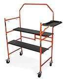 WEN 4-Foot Portable Rolling Scaffolding, 500-Pound-Capacity with Foldable Design, Safety Rail and Tool Shelf (31107)