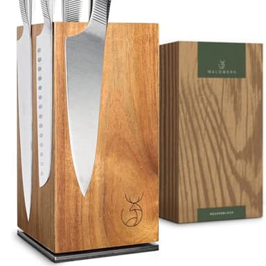 WALDWERK Magnetic Knife Holder Made of Acacia Wood - 360 degree rotatable Knife Block Without Knives - Knife Block - Knife Holder