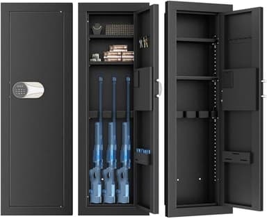 INTERGREAT 43" H Between Stud Wall Gun Safe, Heavy Duty Flush in Wall Safe with Digital Keypad & Removable Shelf, Hidden Security Home Safe for Storage Firearms, White