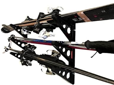 StoreYourBoard Ski Rack – Heavy-Duty Horizontal Ski Wall Mount & Snowboard Wall Mount for Garage Wall Shelving - Snowboards & Gear, Multi-Sport Skateboard Organizer - Skiing Accessories - Holds 3 Pair
