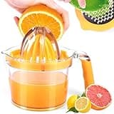 Citrus Juicer 4-in-1 Manual Juicer, ChefVille MJ02 Multifunctional Hand Juicer, Lemon Lime Squeezer with Comfortable Grip Handle, 21-Ounce Capacity Orange Juicer (ORANGE)
