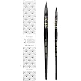 ARTEGRIA Watercolor Brush Set, Sizes 2 and 6, Round Quill Mop Brushes with Fine Tips, Soft Synthetic Squirrel Bristles, Short Handles