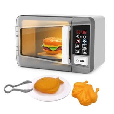 Microwave Oven Toy Kids Kitchen Playset High Simulation Accessories Ornaments Pretend Play Appliance Set for Toddlers, Cookware Toy Set for Girls Boys Birthday Gifts