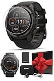 Garmin Fenix 8 Solar Sapphire (51mm, Carbon Gray DLC Titanium) Multisport GPS Smartwatch Gift Box Bundle - 1.4" Touchscreen, LED Flashlight with PlayBetter Charger, Screens, Adapter, Case