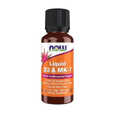 NOW Foods Supplements, Liquid D-3 & MK-7 with 2,500 IU Vitamin D-3 & 100 mcg Vitamin K-2 per 5 drops, 1-Ounce